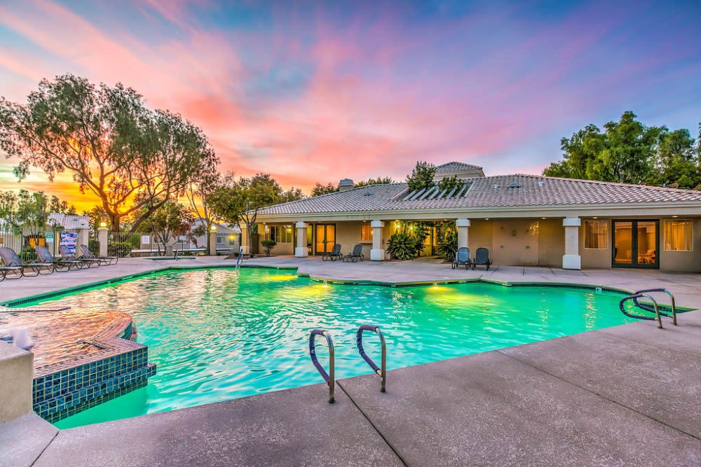 Avion at Sunrise Mountain offers residents with a sparkling pool.
